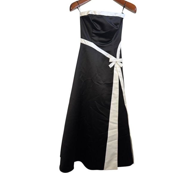 Jessica McClintock for Gunne Sax Black White strapless ball gown size 1 (1/2) - Picture 1 of 12